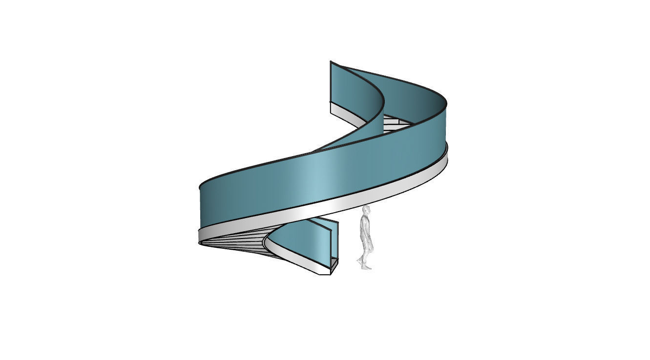 Spiral Staircase with Glass and Guardrail 360 3D model_60