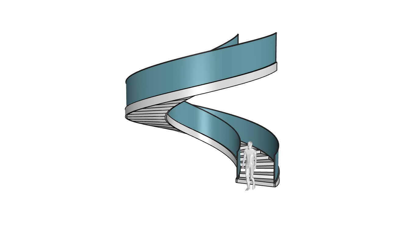 Spiral Staircase with Glass and Guardrail 360 3D model_72