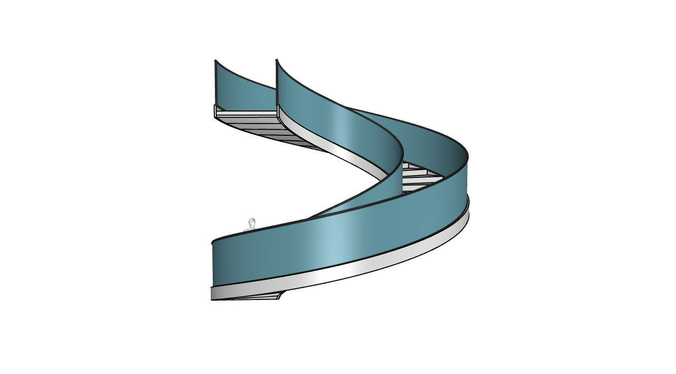 Spiral Staircase with Glass and Guardrail 360 3D model_69