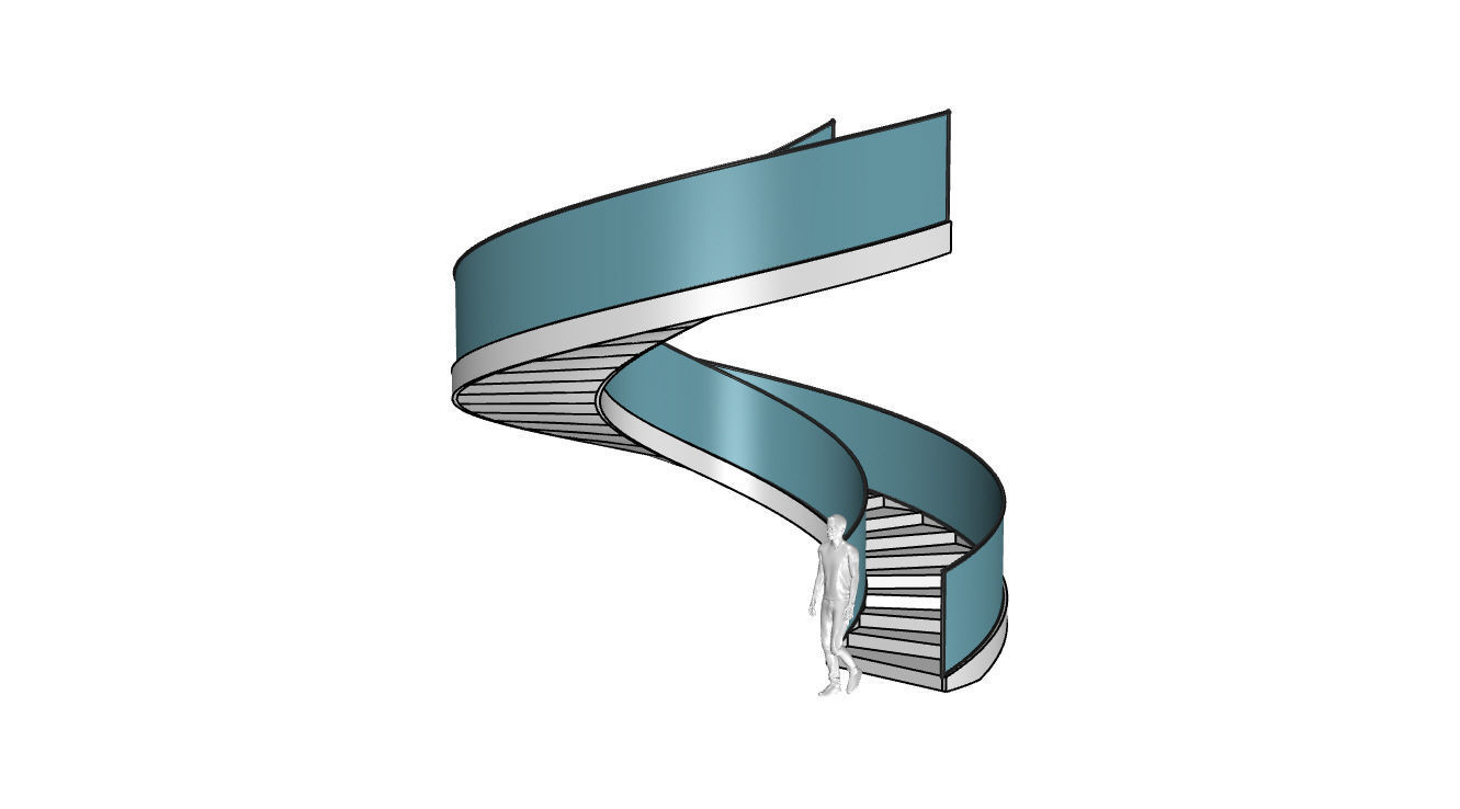 Spiral Staircase with Glass and Guardrail 360 3D model_74