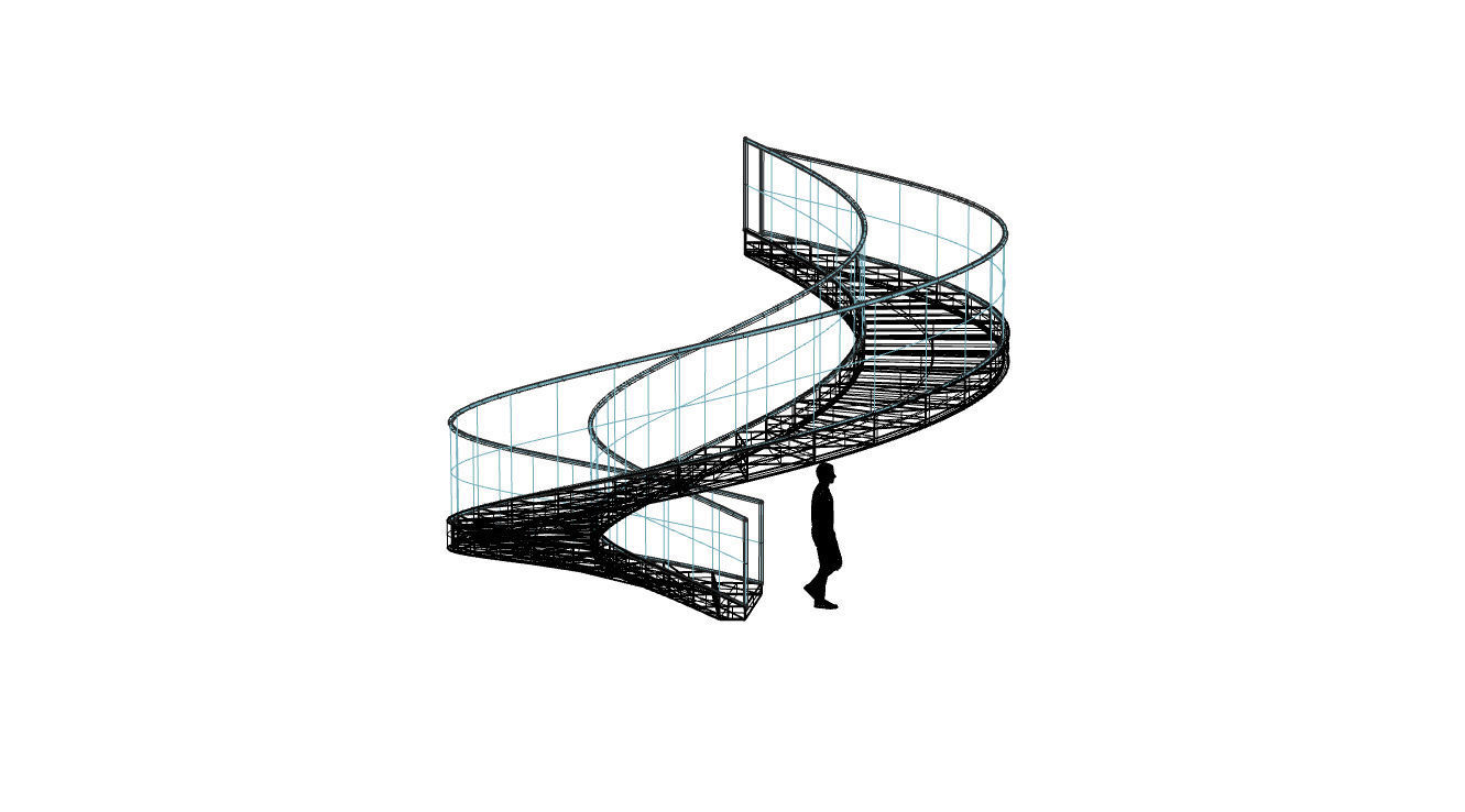 Spiral Staircase with Glass and Guardrail 360 3D model_109
