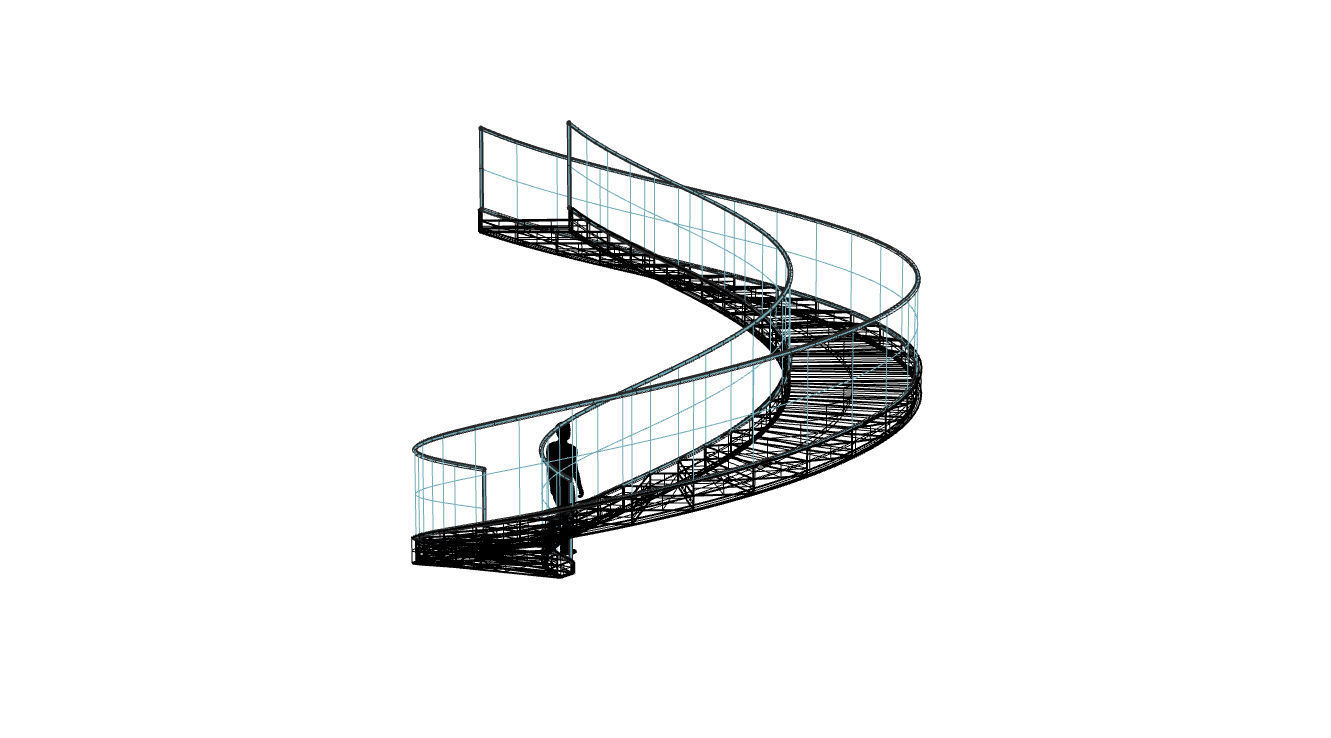 Spiral Staircase with Glass and Guardrail 360 3D model_85