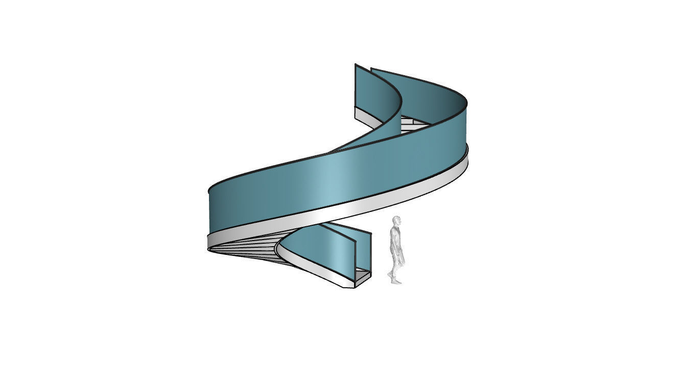 Spiral Staircase with Glass and Guardrail 360 3D model_43