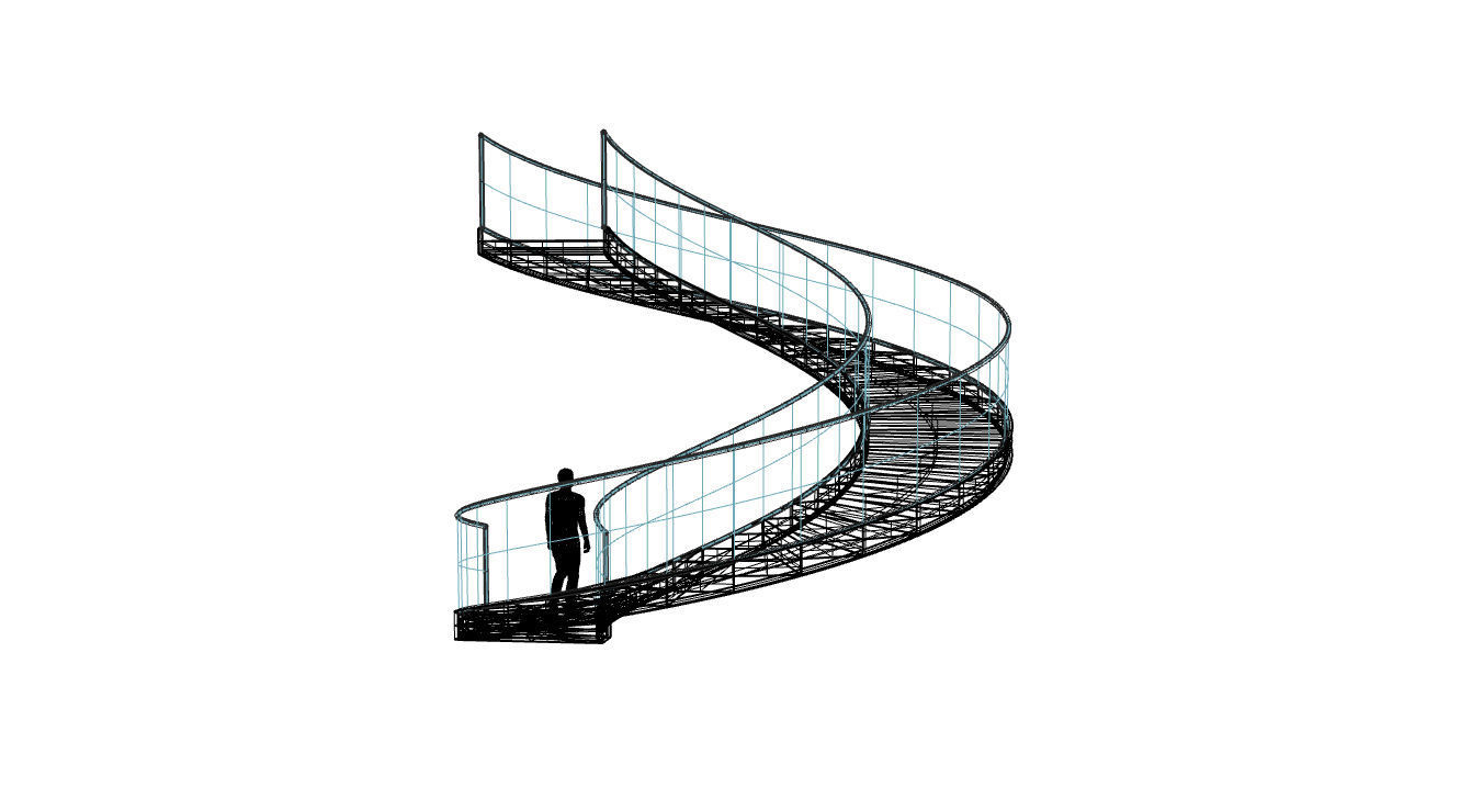 Spiral Staircase with Glass and Guardrail 360 3D model_82