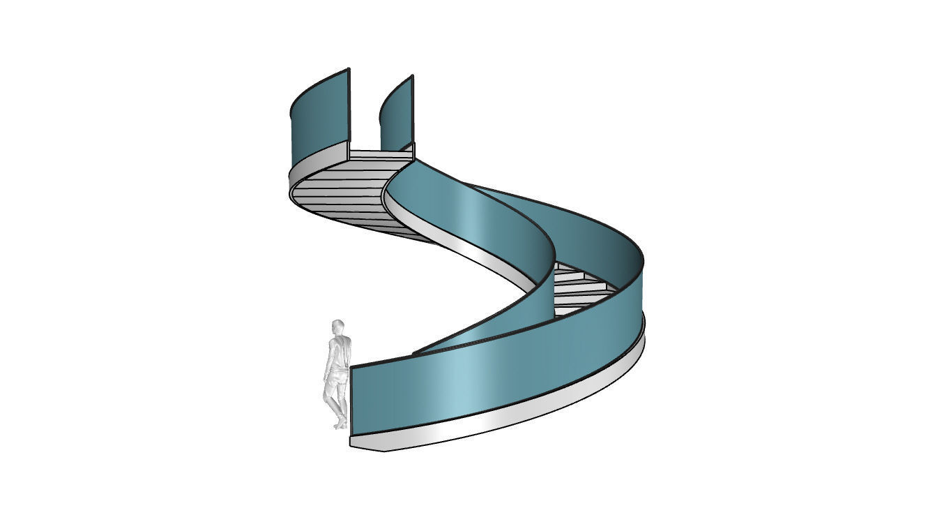 Spiral Staircase with Glass and Guardrail 360 3D model_53