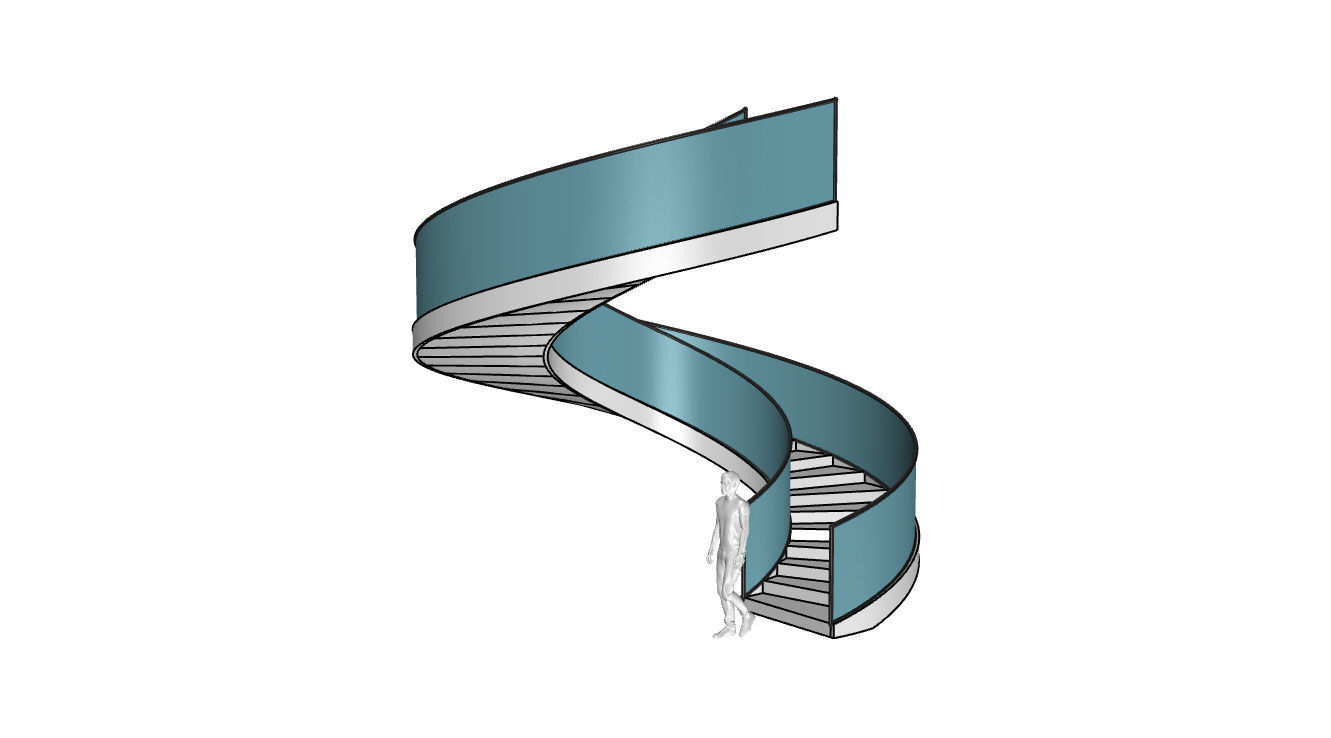 Spiral Staircase with Glass and Guardrail 360 3D model_50