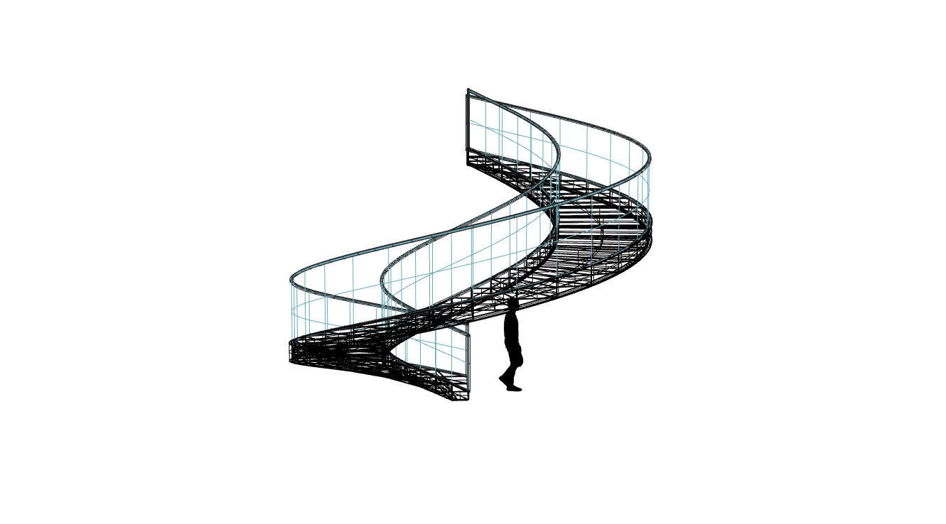 Spiral Staircase with Glass and Guardrail 360 3D model_86