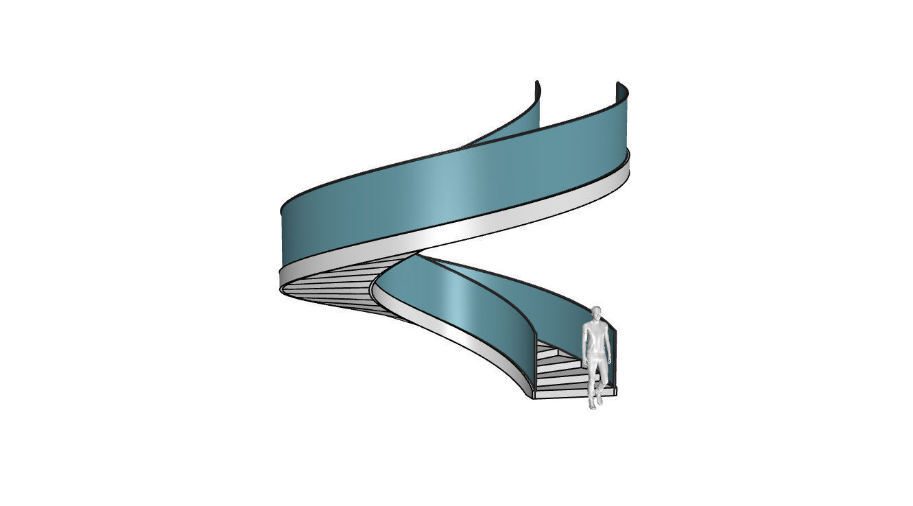 Spiral Staircase with Glass and Guardrail 360 3D model_78