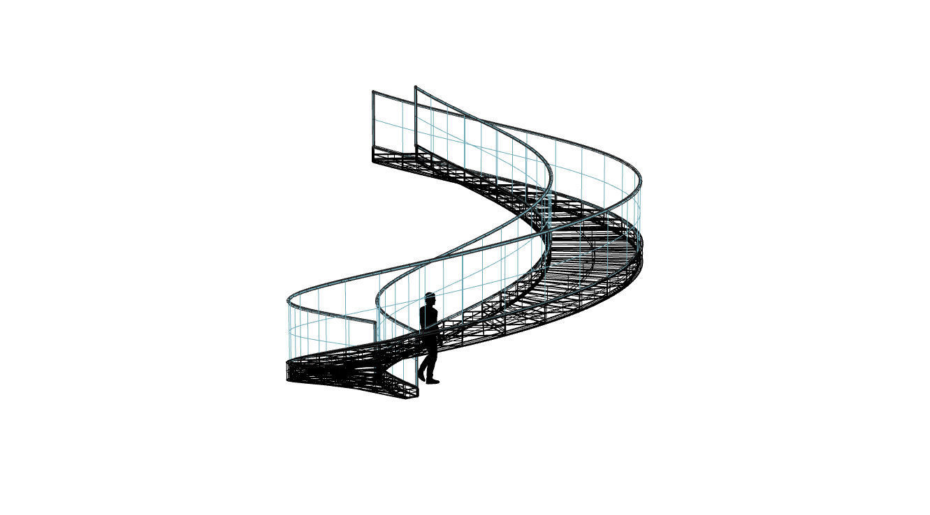 Spiral Staircase with Glass and Guardrail 360 3D model_81