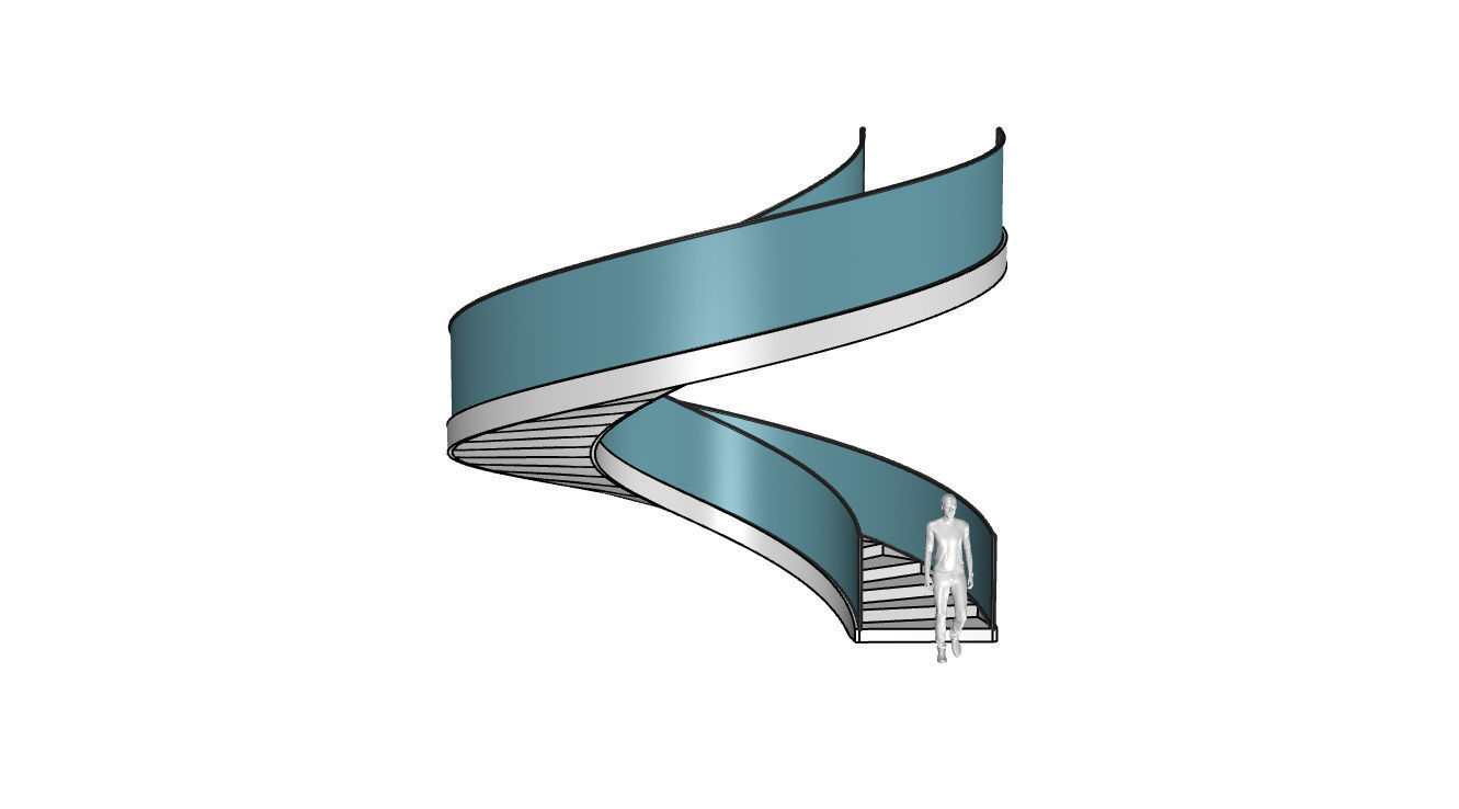 Spiral Staircase with Glass and Guardrail 360 3D model_52