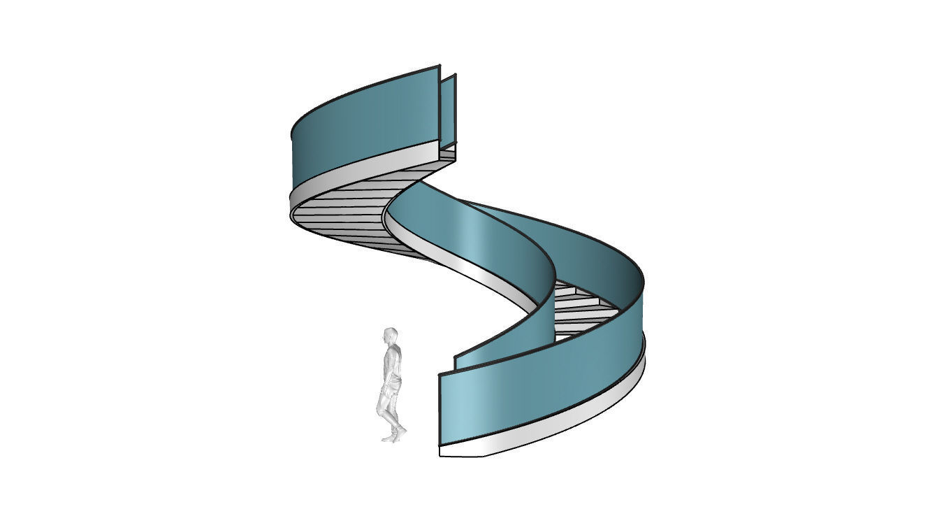 Spiral Staircase with Glass and Guardrail 360 3D model_49