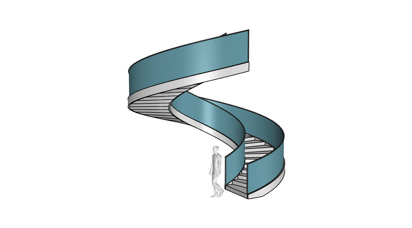 Spiral Staircase with Glass and Guardrail 360 3D model_75