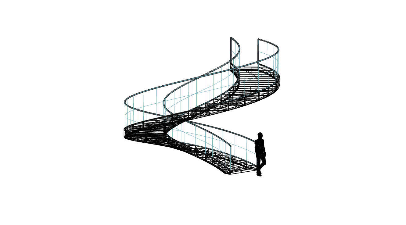 Spiral Staircase with Glass and Guardrail 360 3D model_91