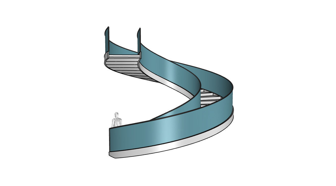Spiral Staircase with Glass and Guardrail 360 3D model_68