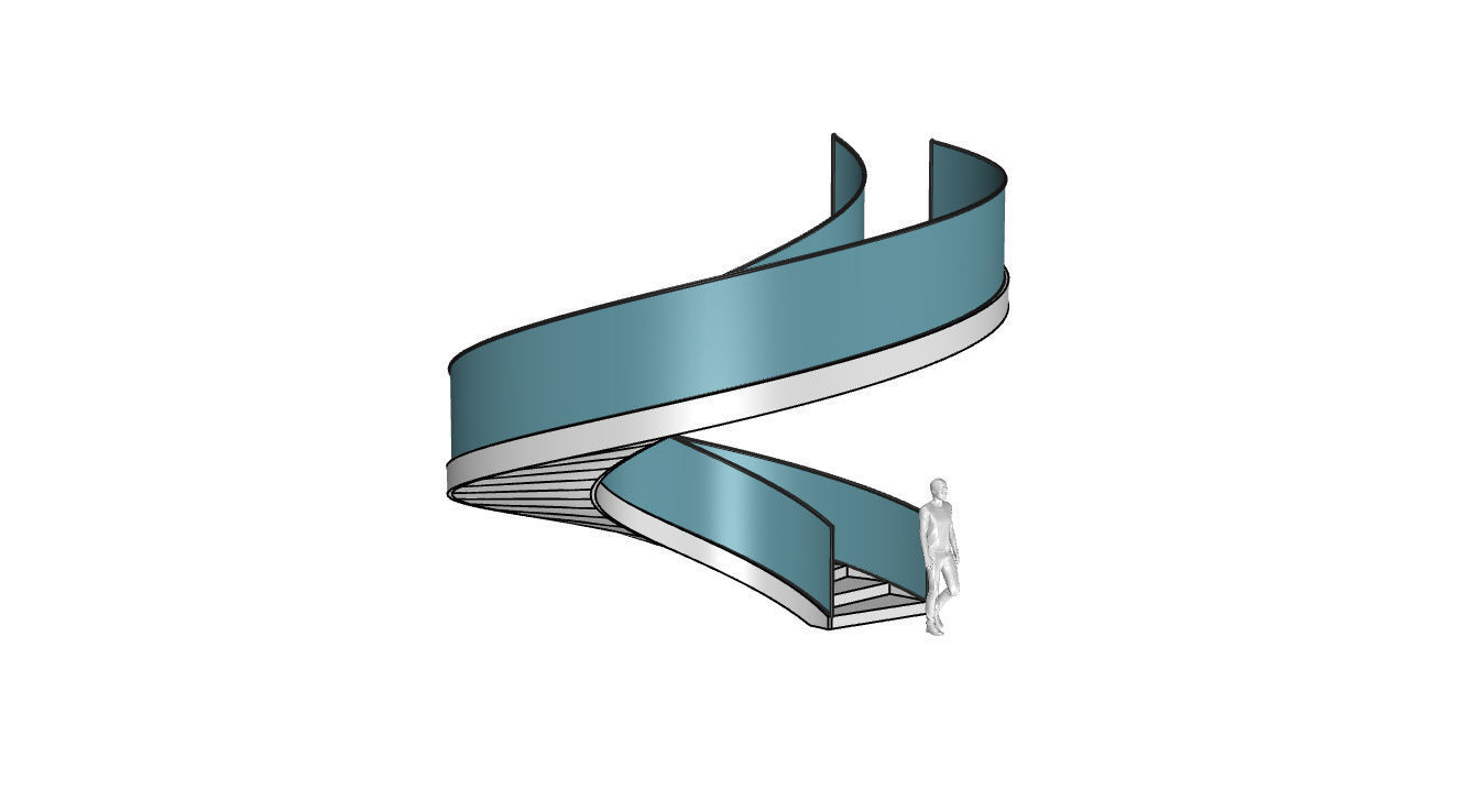 Spiral Staircase with Glass and Guardrail 360 3D model_67