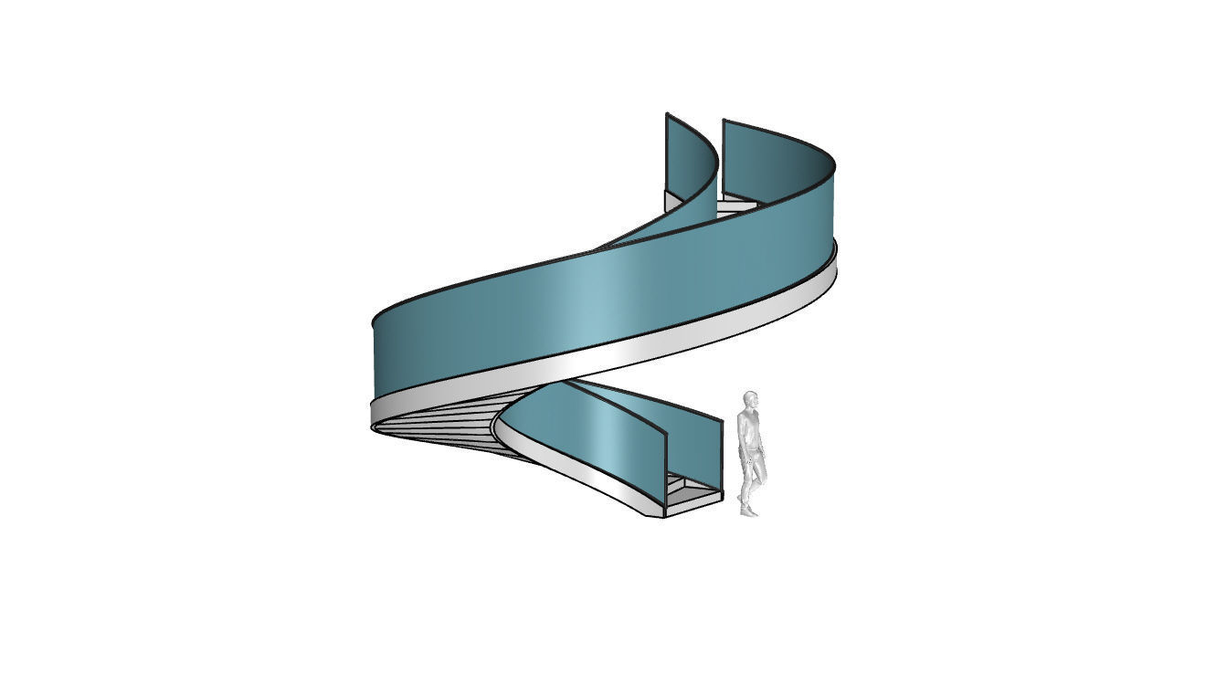 Spiral Staircase with Glass and Guardrail 360 3D model_44