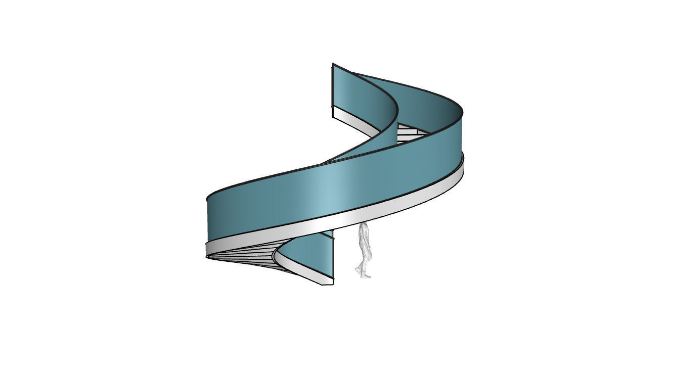 Spiral Staircase with Glass and Guardrail 360 3D model_64