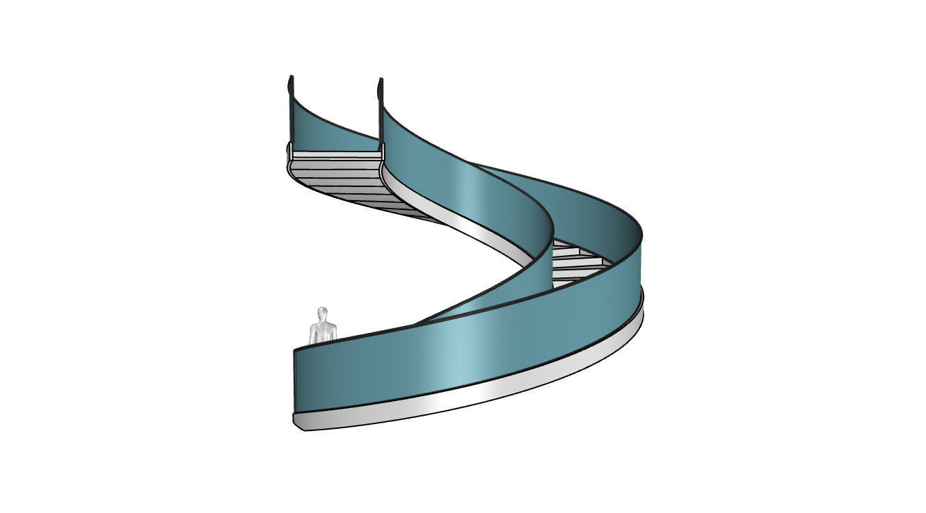 Spiral Staircase with Glass and Guardrail 360 3D model_57
