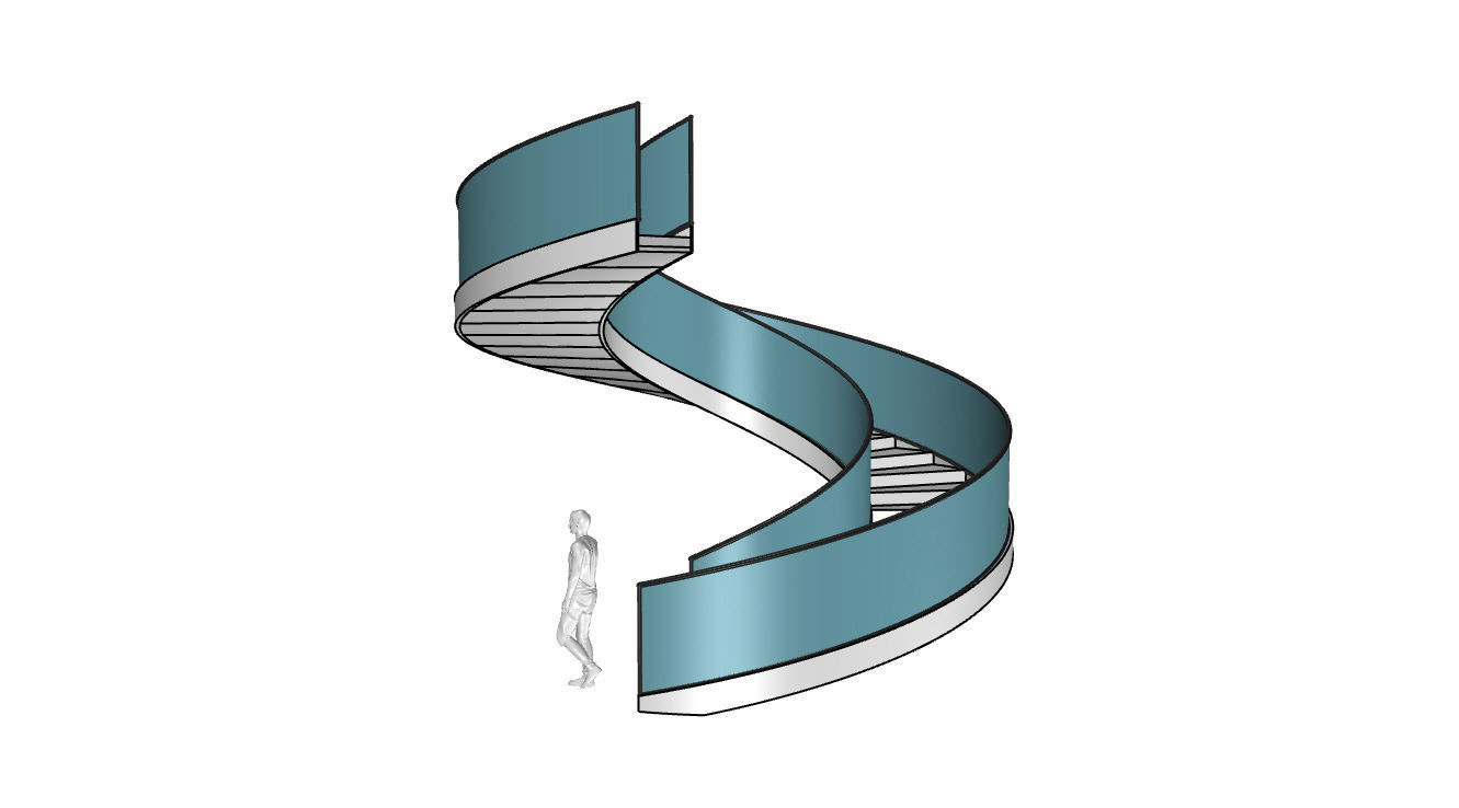 Spiral Staircase with Glass and Guardrail 360 3D model_70