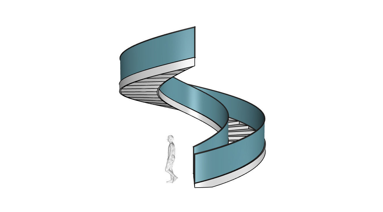 Spiral Staircase with Glass and Guardrail 360 3D model_47