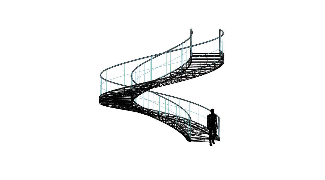 Spiral Staircase with Glass and Guardrail 360 3D model_101