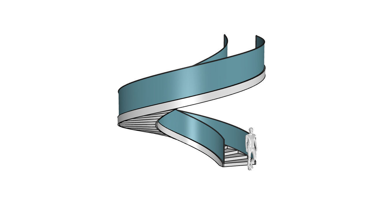 Spiral Staircase with Glass and Guardrail 360 3D model_56