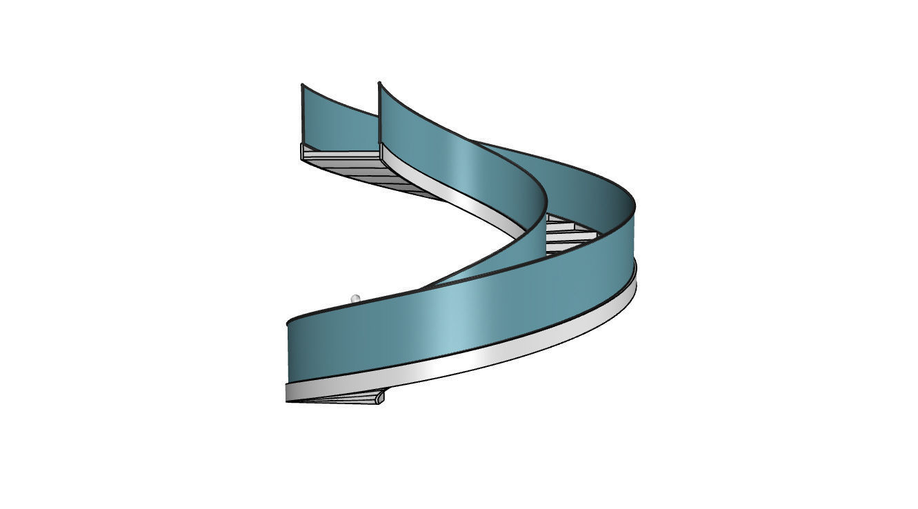 Spiral Staircase with Glass and Guardrail 360 3D model_77