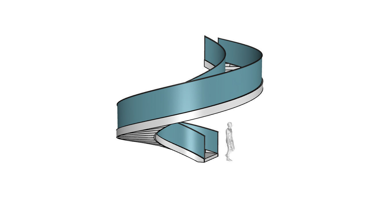 Spiral Staircase with Glass and Guardrail 360 3D model_62