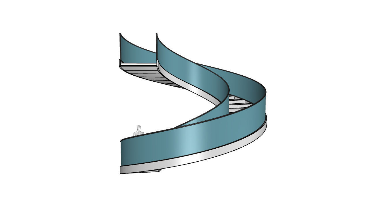 Spiral Staircase with Glass and Guardrail 360 3D model_55