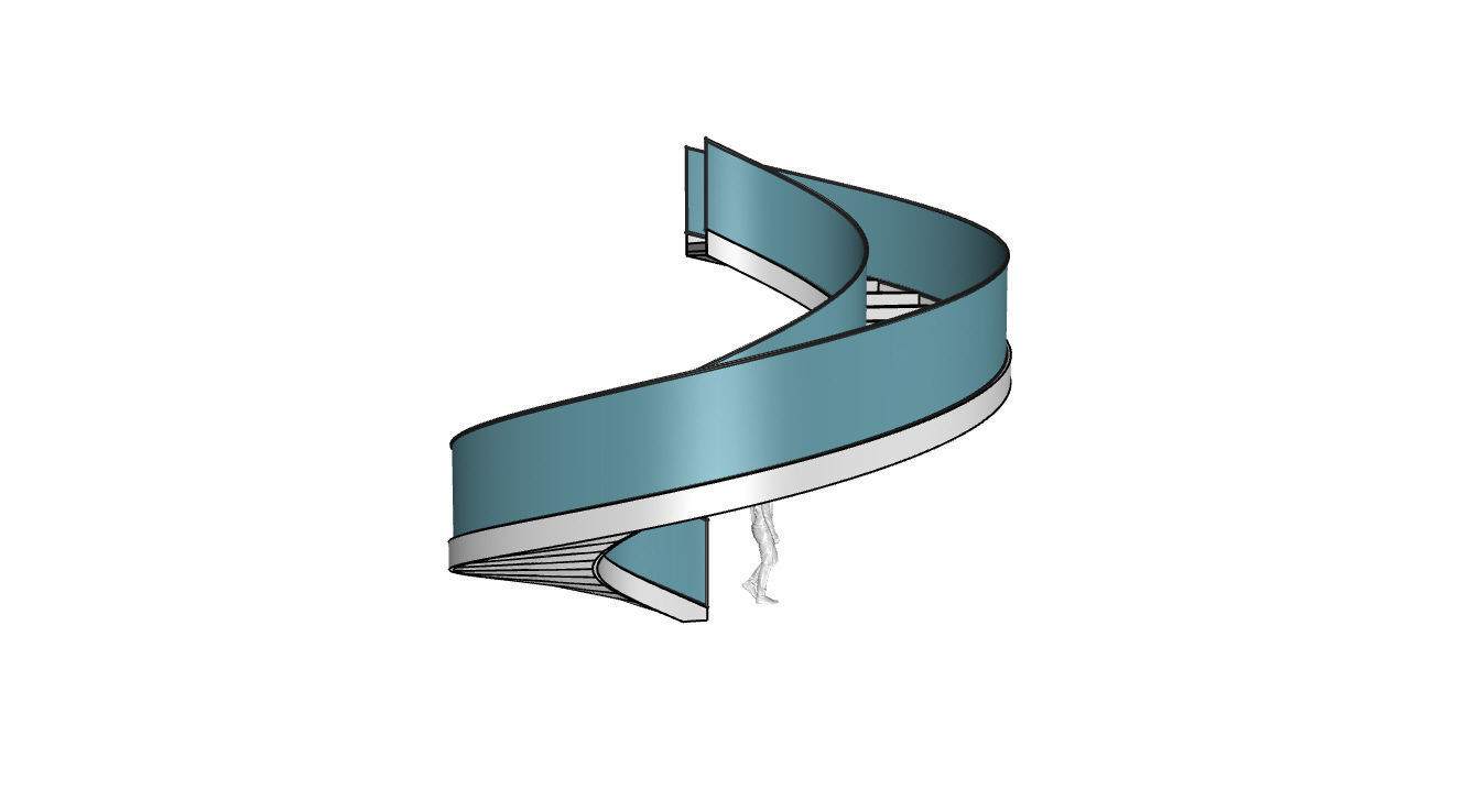 Spiral Staircase with Glass and Guardrail 360 3D model_41