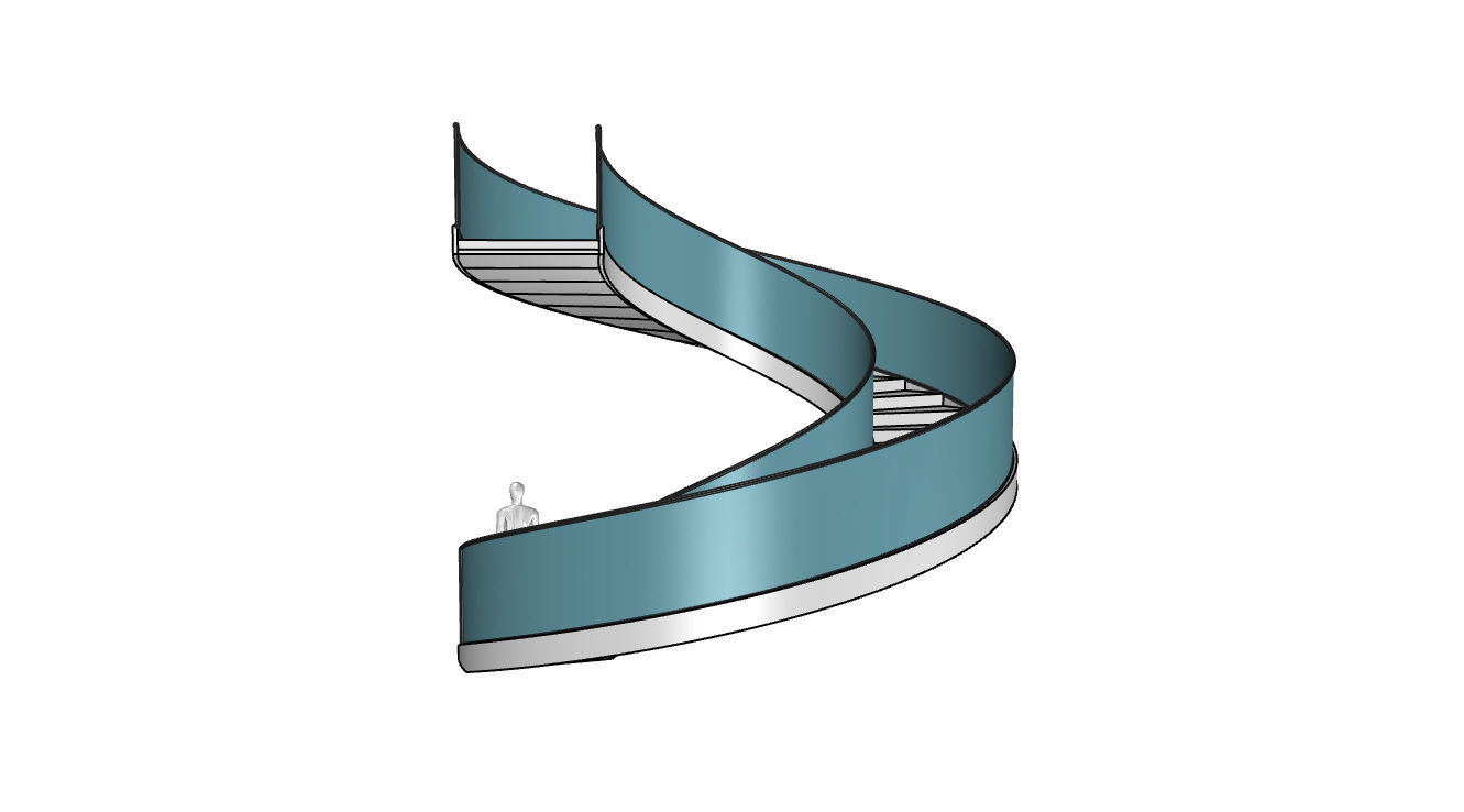 Spiral Staircase with Glass and Guardrail 360 3D model_61