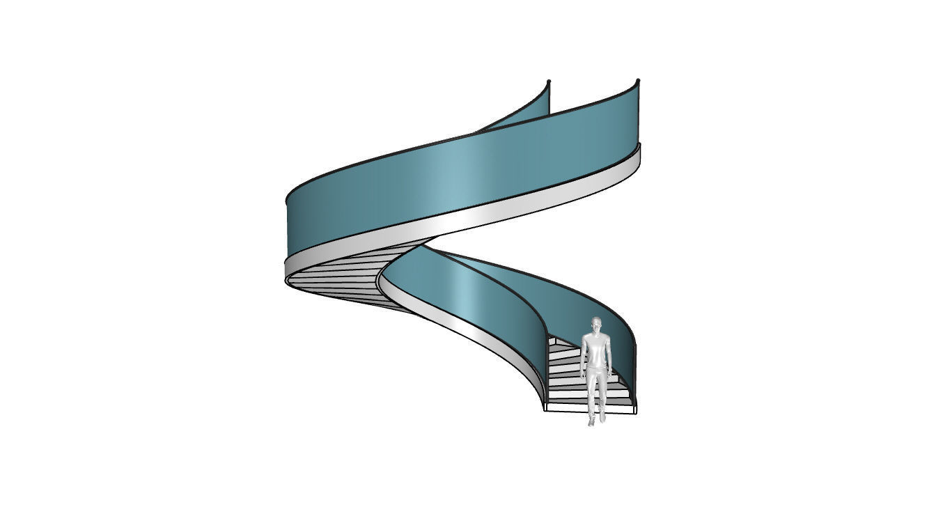 Spiral Staircase with Glass and Guardrail 360 3D model_71