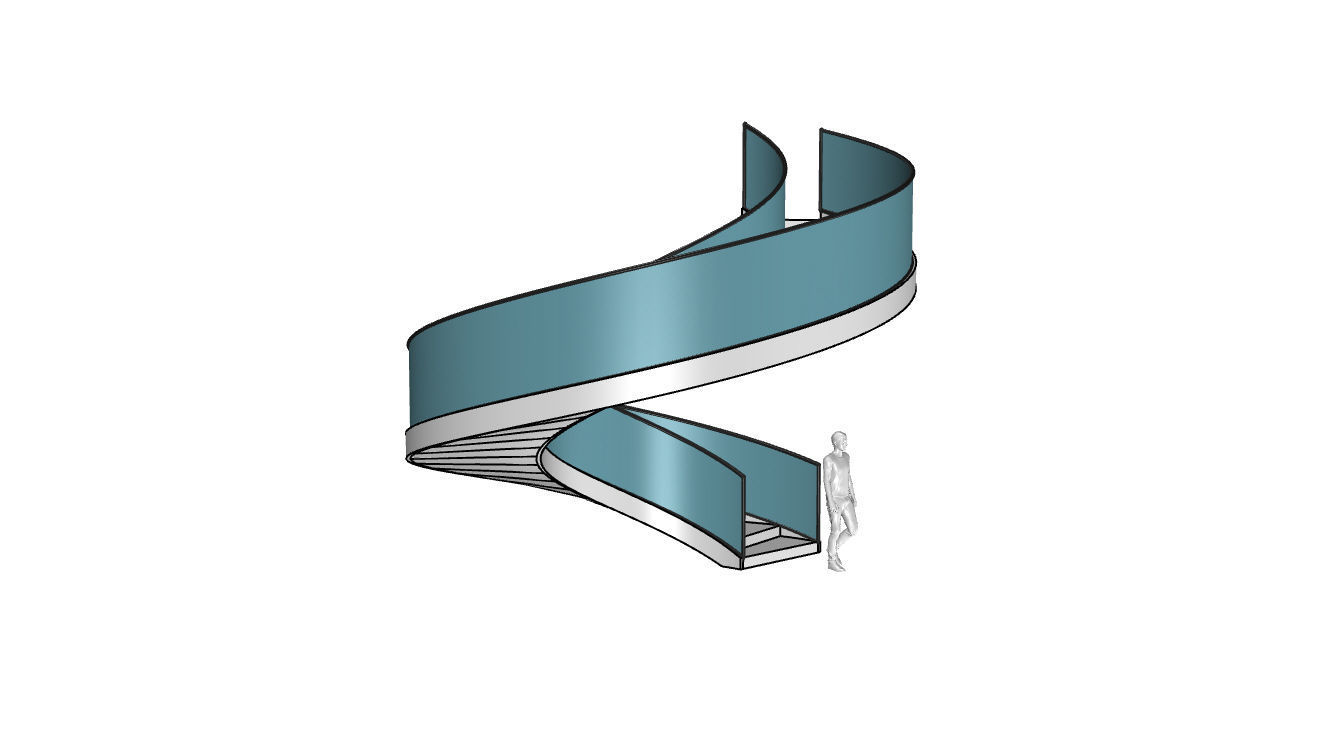 Spiral Staircase with Glass and Guardrail 360 3D model_63
