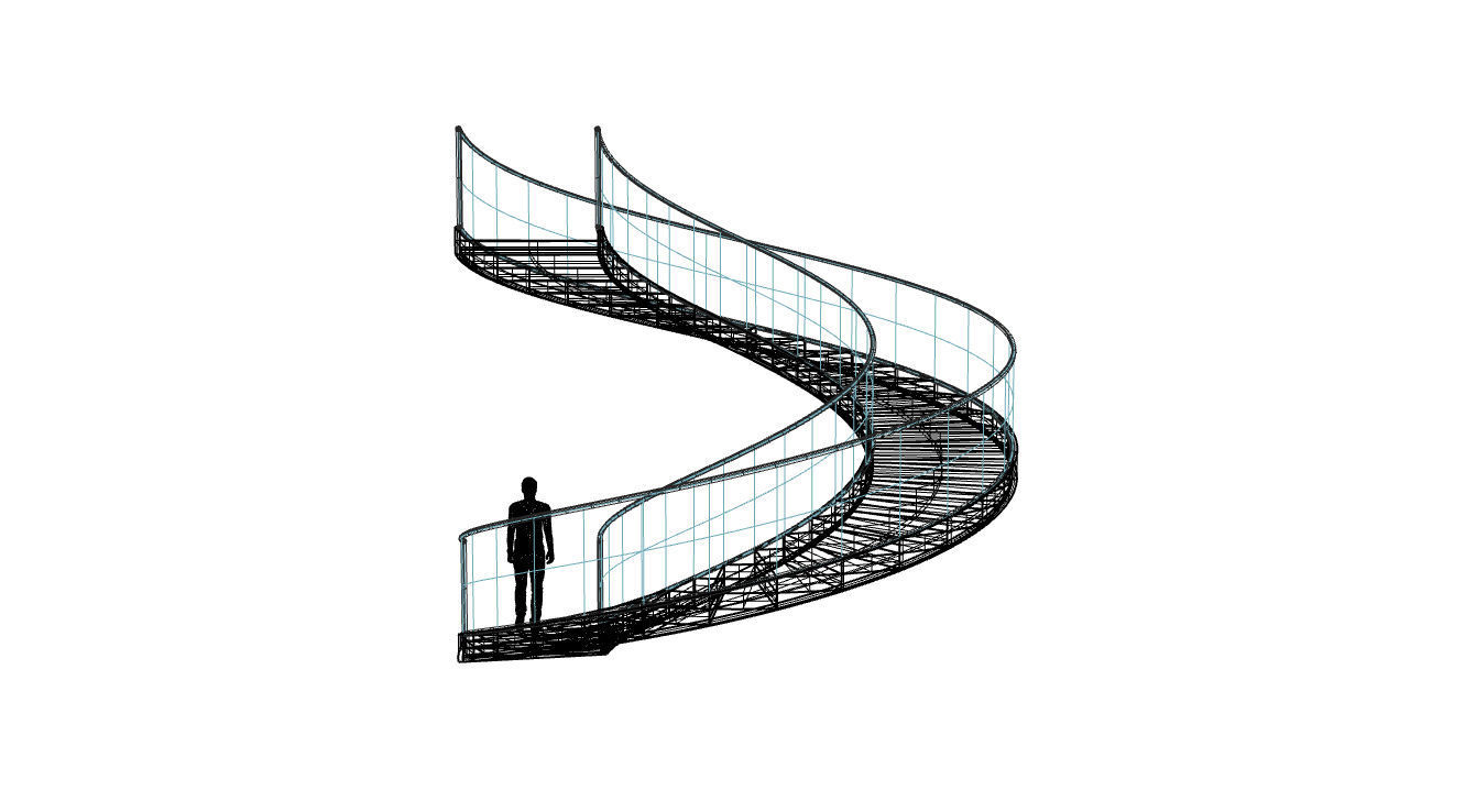 Spiral Staircase with Glass and Guardrail 360 3D model_103