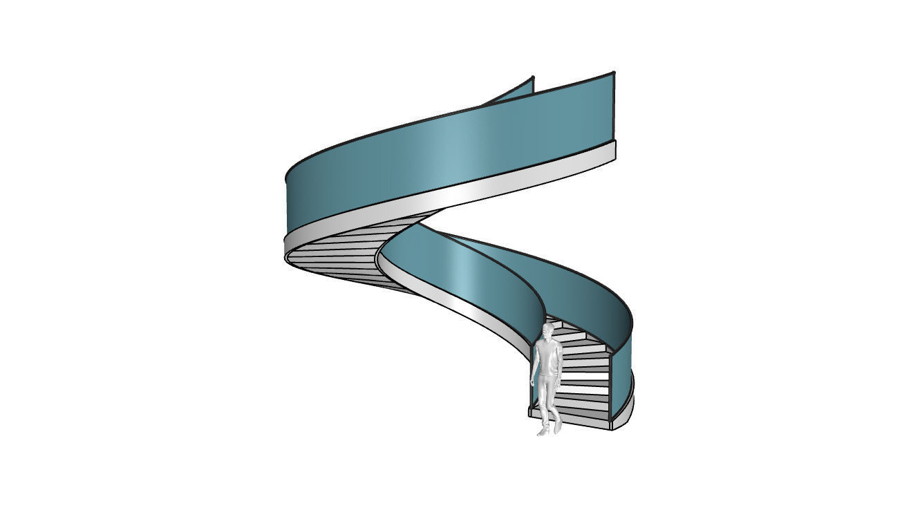 Spiral Staircase with Glass and Guardrail 360 3D model_54
