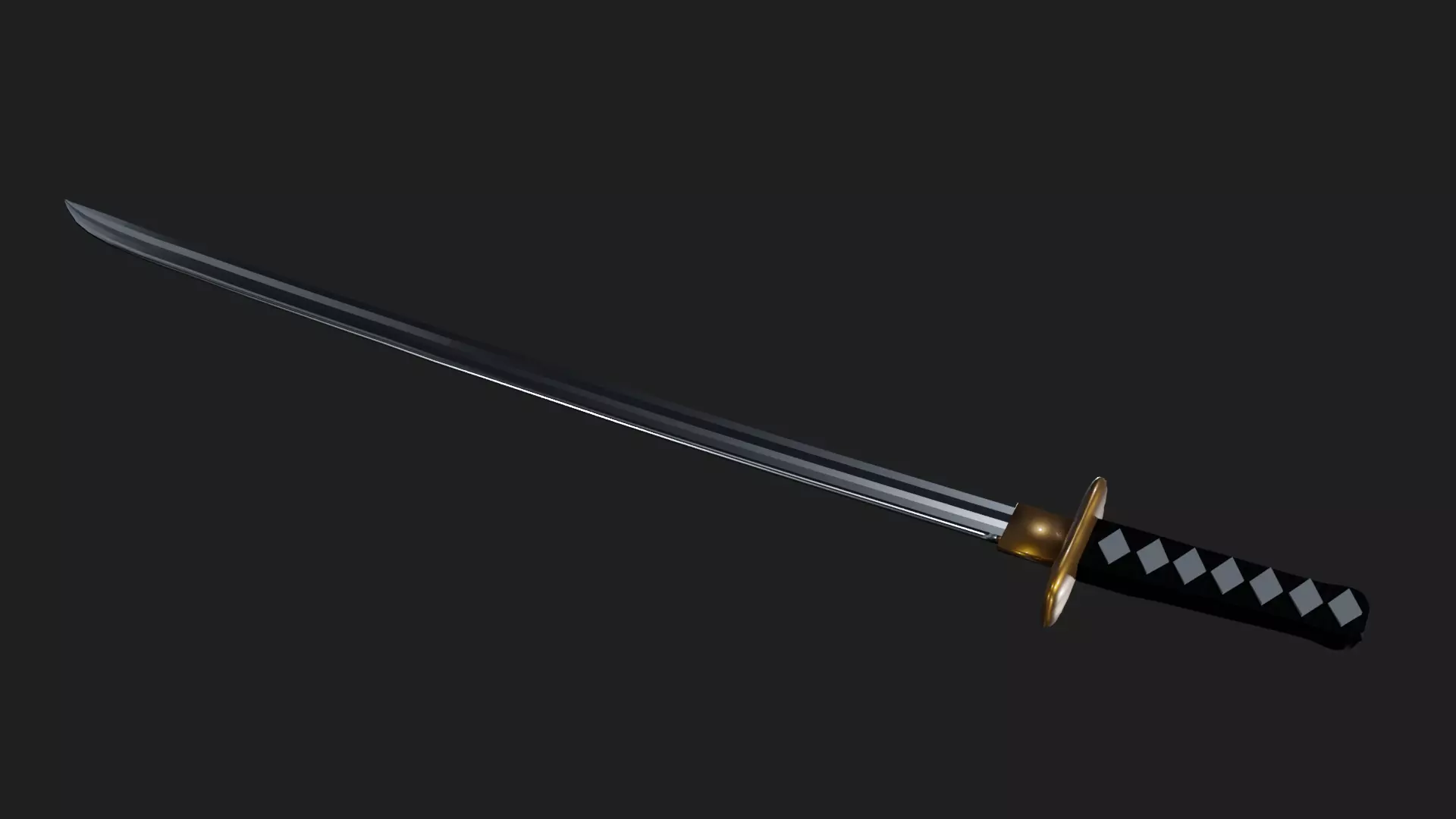 Katana samurai sword Low-poly 3D model_0