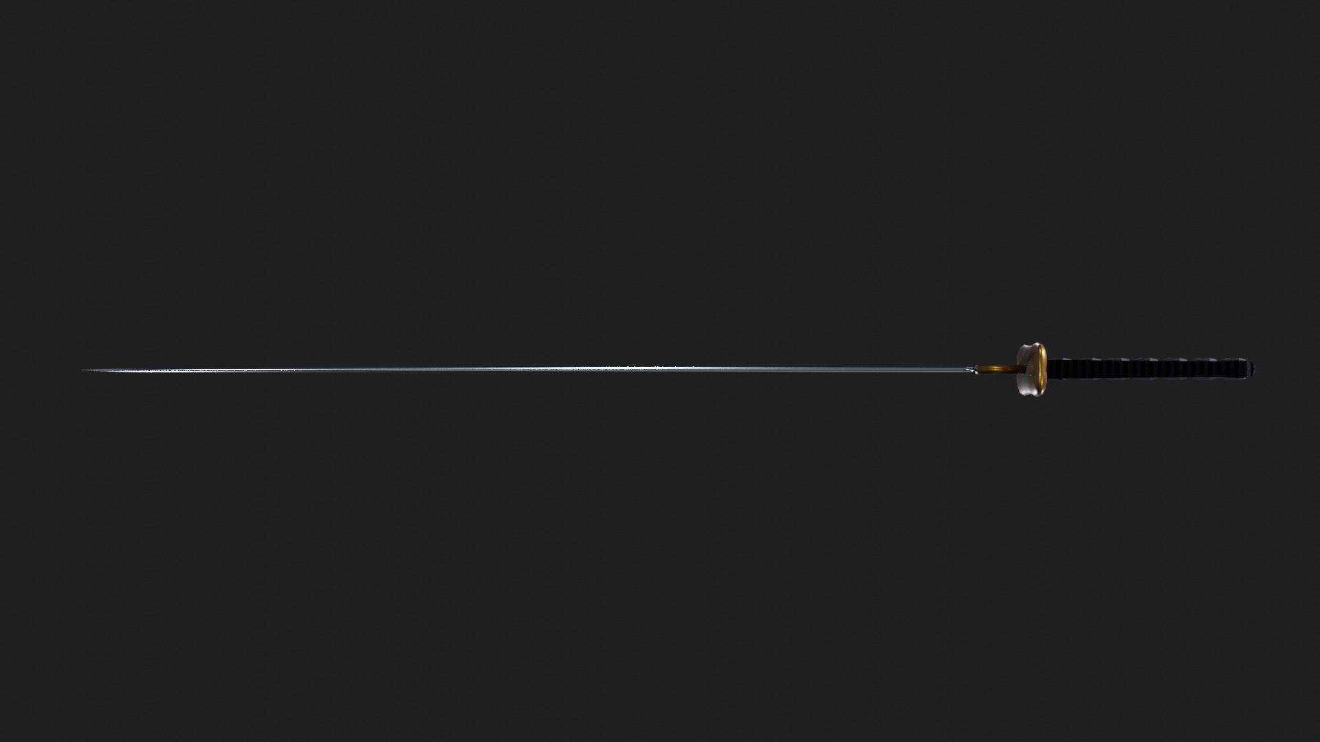 Katana samurai sword Low-poly 3D model_2