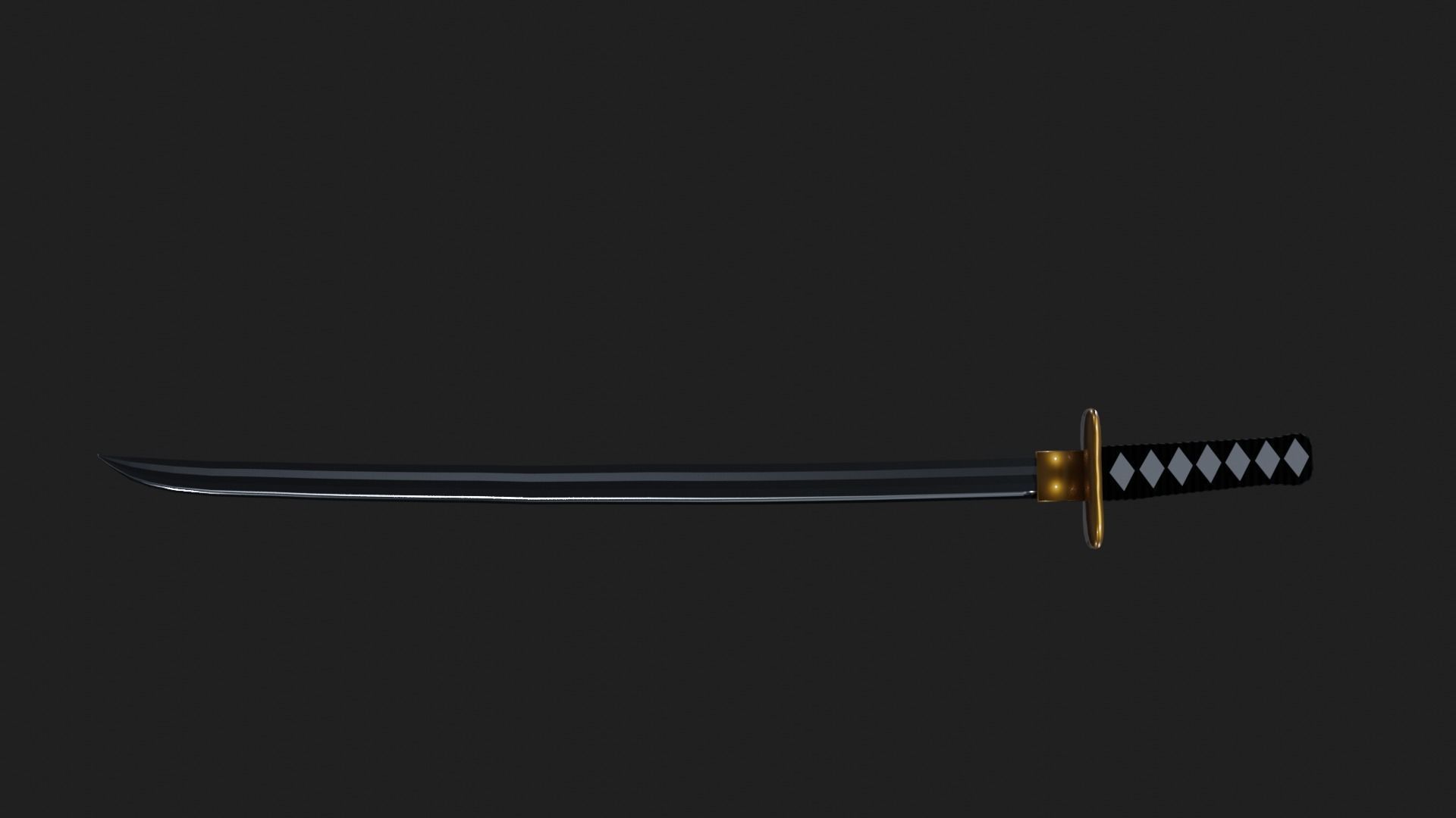 Katana samurai sword Low-poly 3D model_1