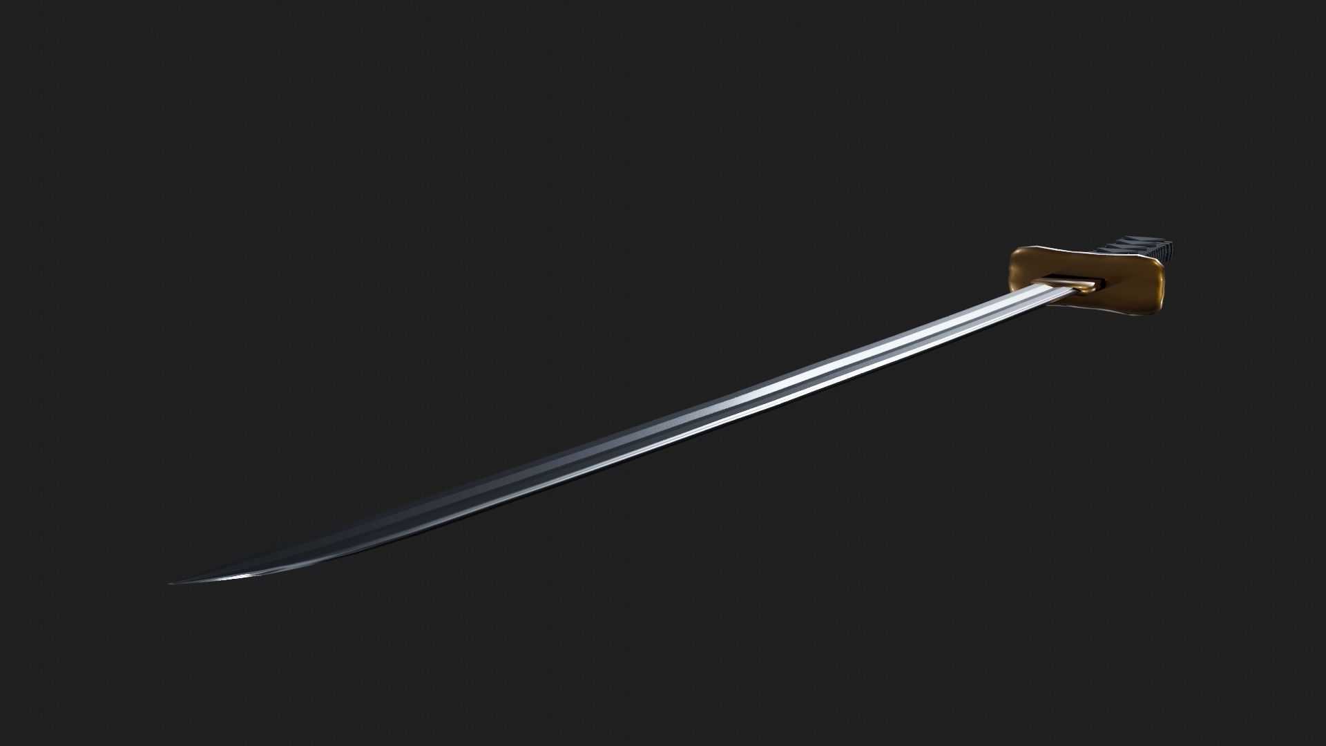 Katana samurai sword Low-poly 3D model_3