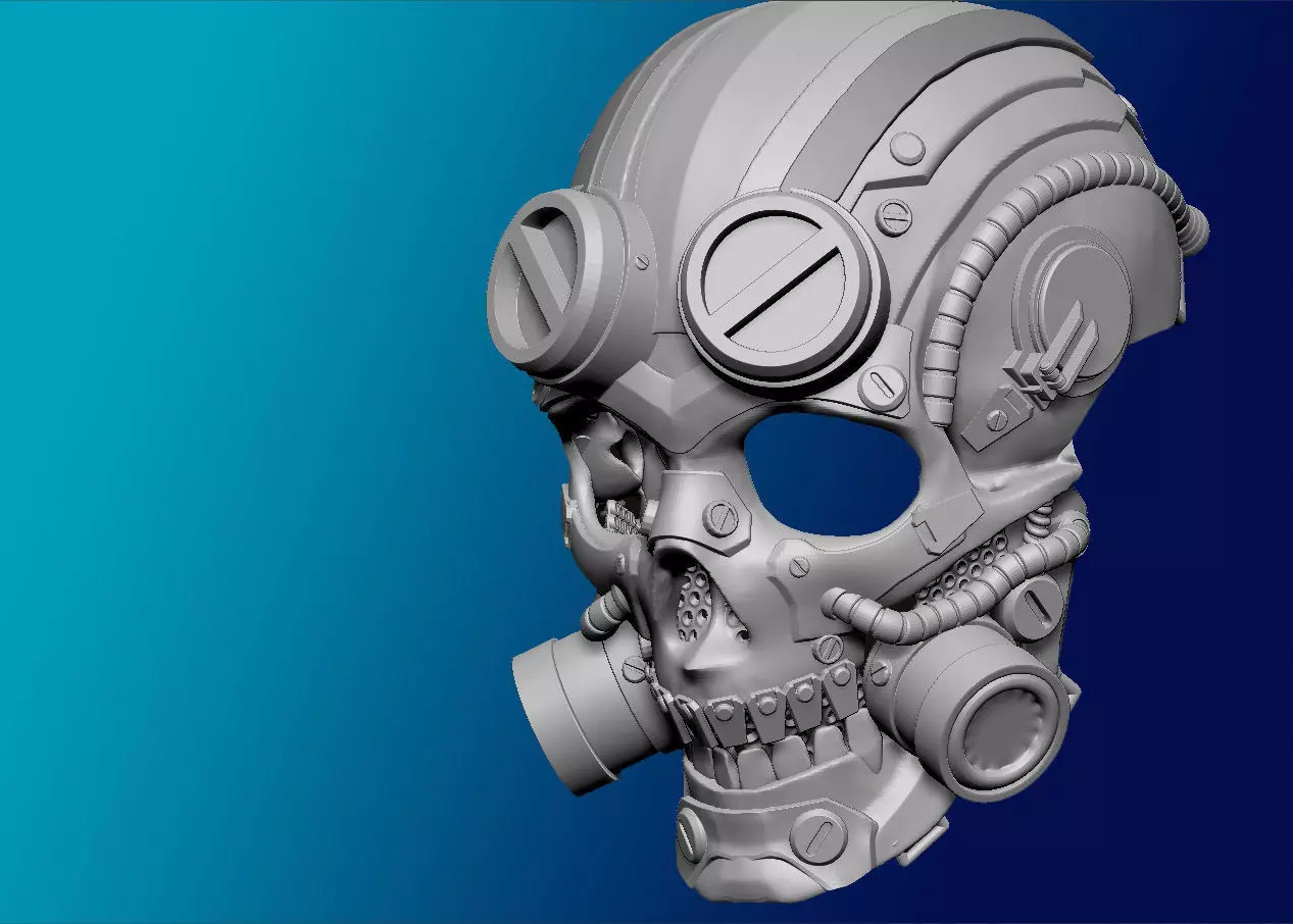 metal skull cyborg army airsoftgun mask 3D print model