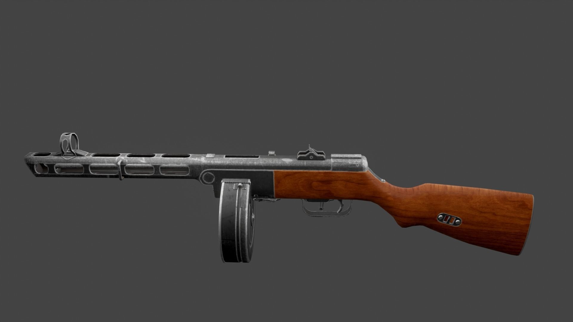 PPSH full disassembled model Low-poly 3D model_0