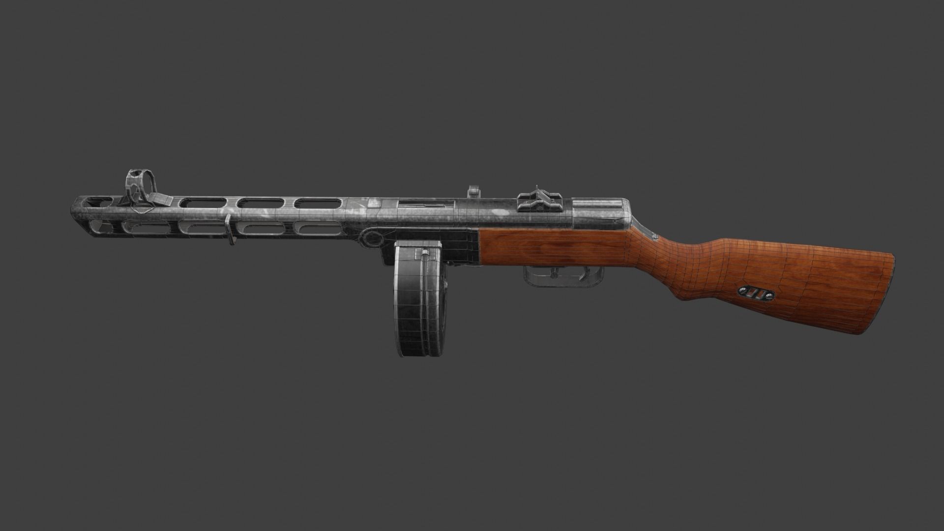 PPSH full disassembled model Low-poly 3D model_4