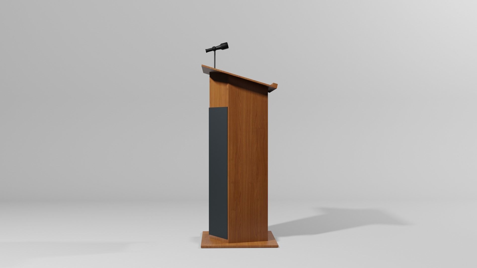 Podium 5 wooden with microphone Low-poly 3D model_3