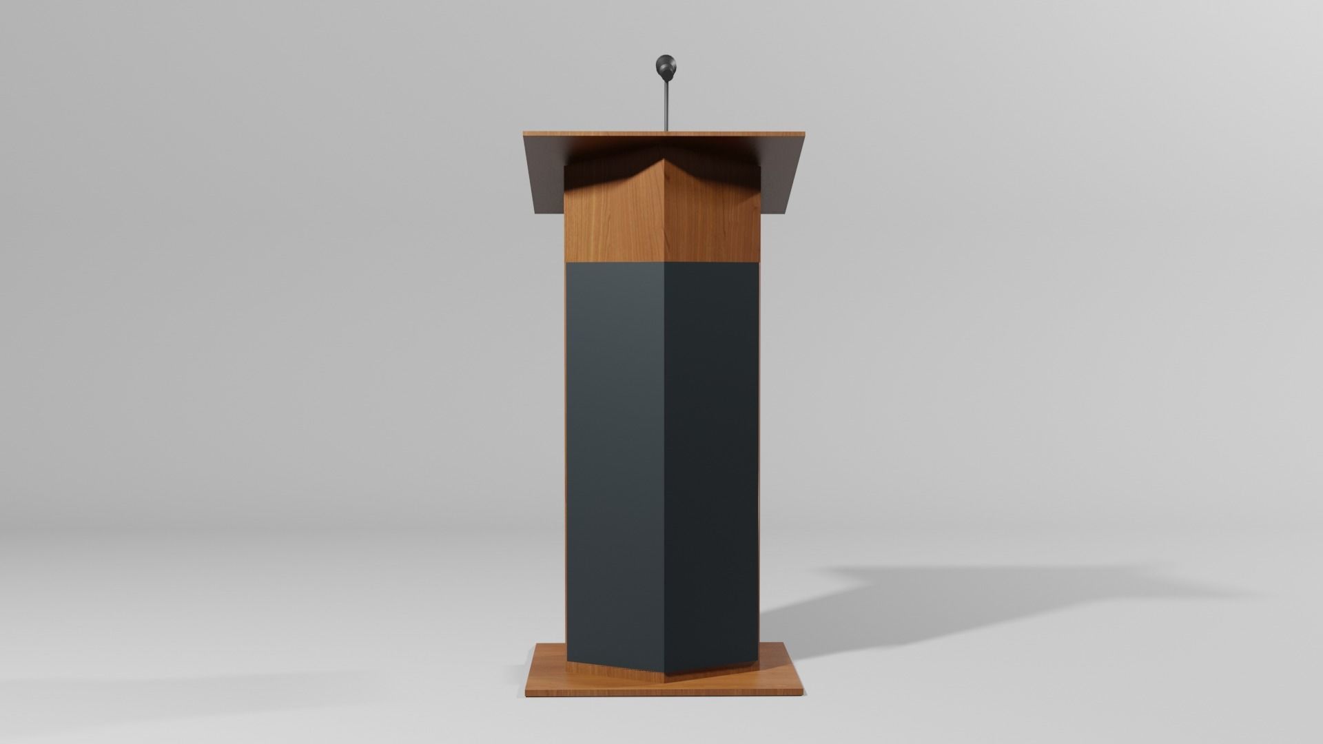 Podium 5 wooden with microphone Low-poly 3D model_2