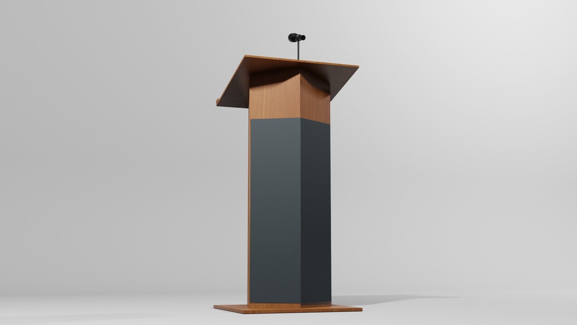 Podium 5 wooden with microphone Low-poly 3D model_4