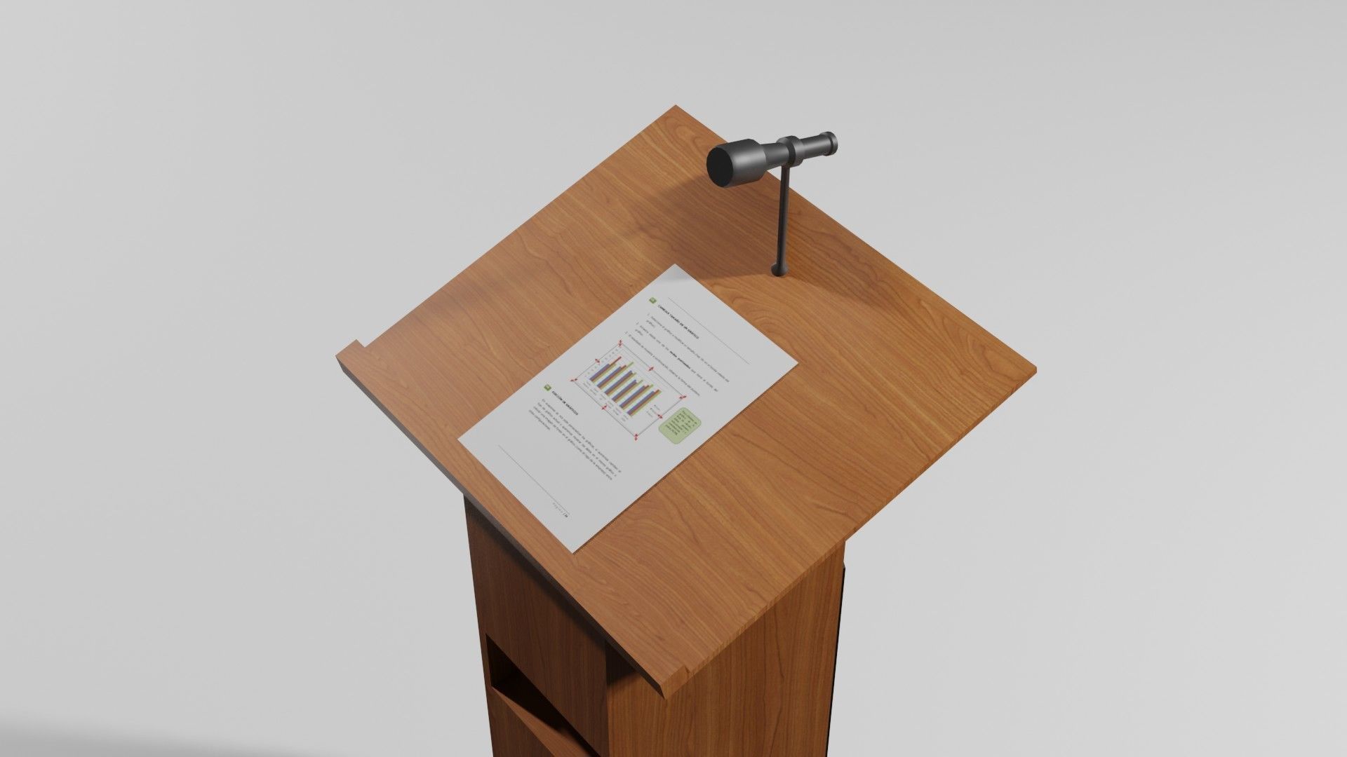 Podium 5 wooden with microphone Low-poly 3D model_5