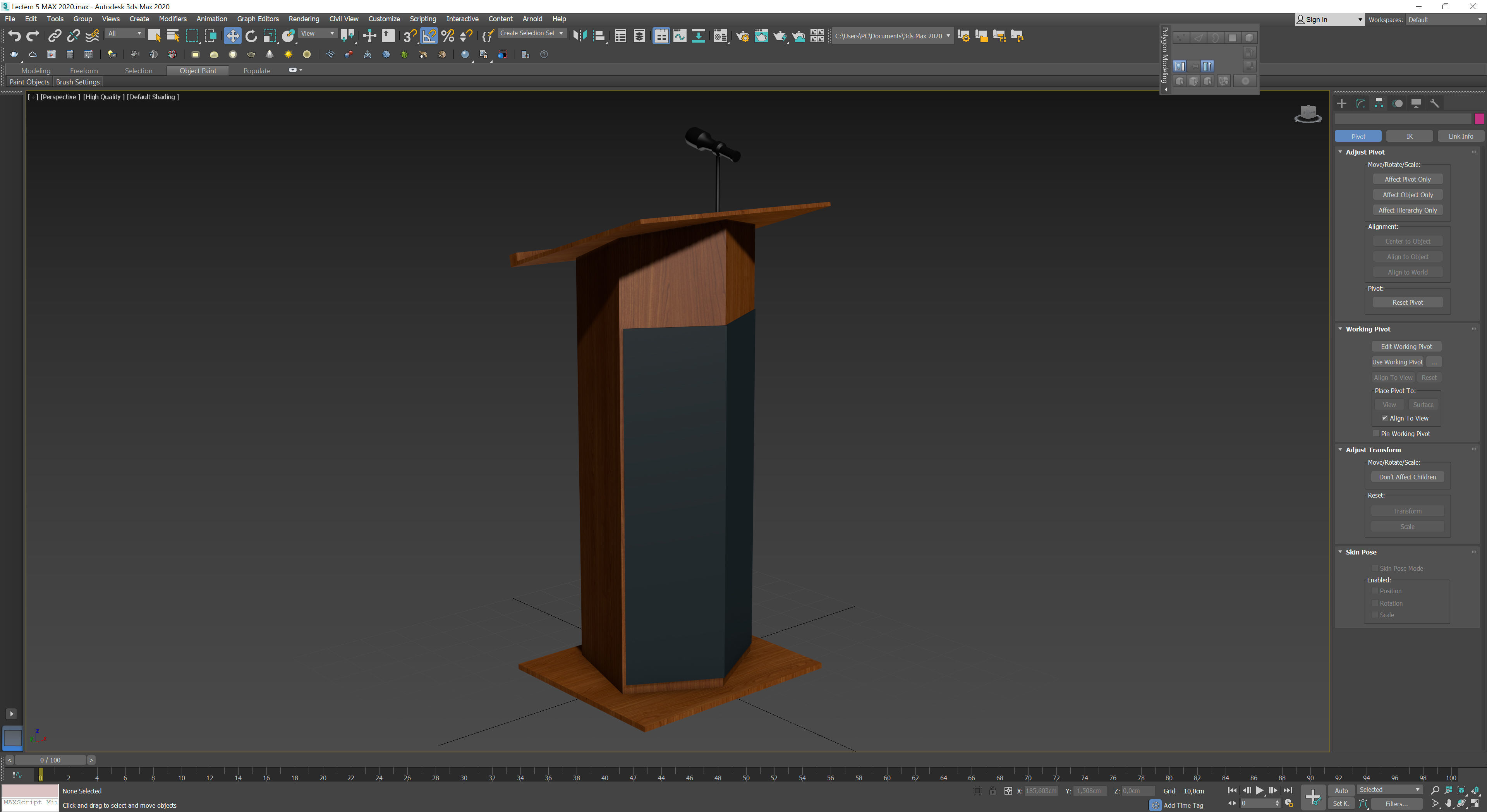 Podium 5 wooden with microphone Low-poly 3D model_6