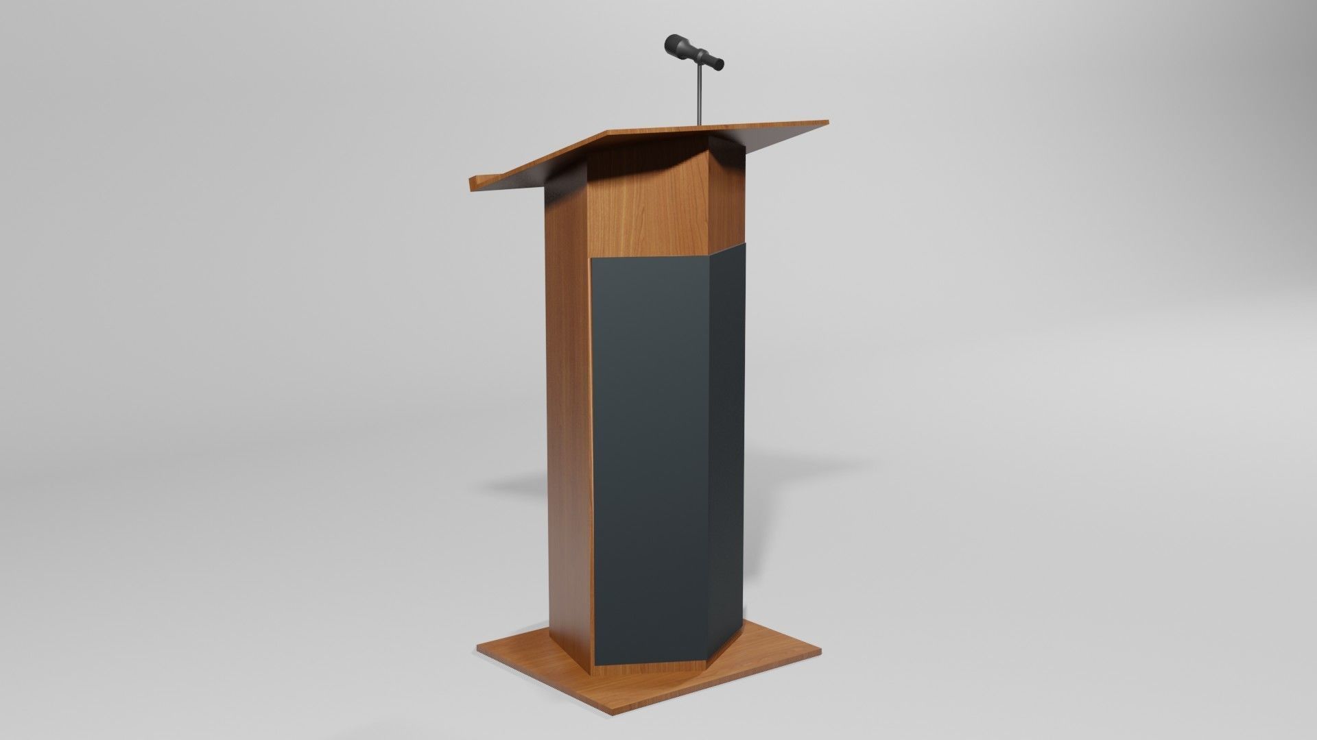 Podium 5 wooden with microphone Low-poly 3D model_1