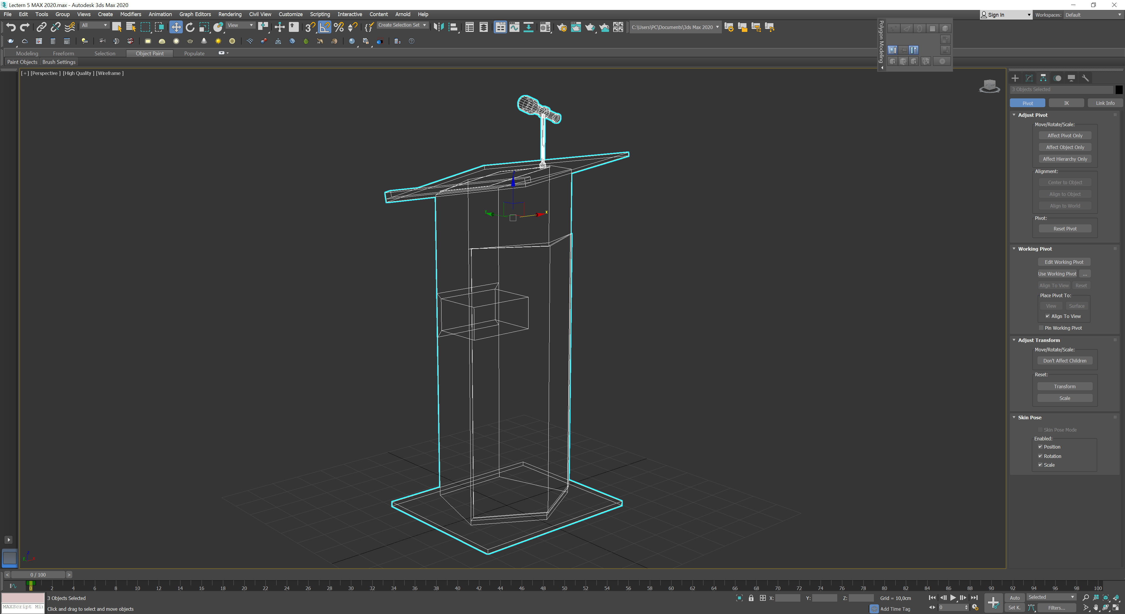 Podium 5 wooden with microphone Low-poly 3D model_8
