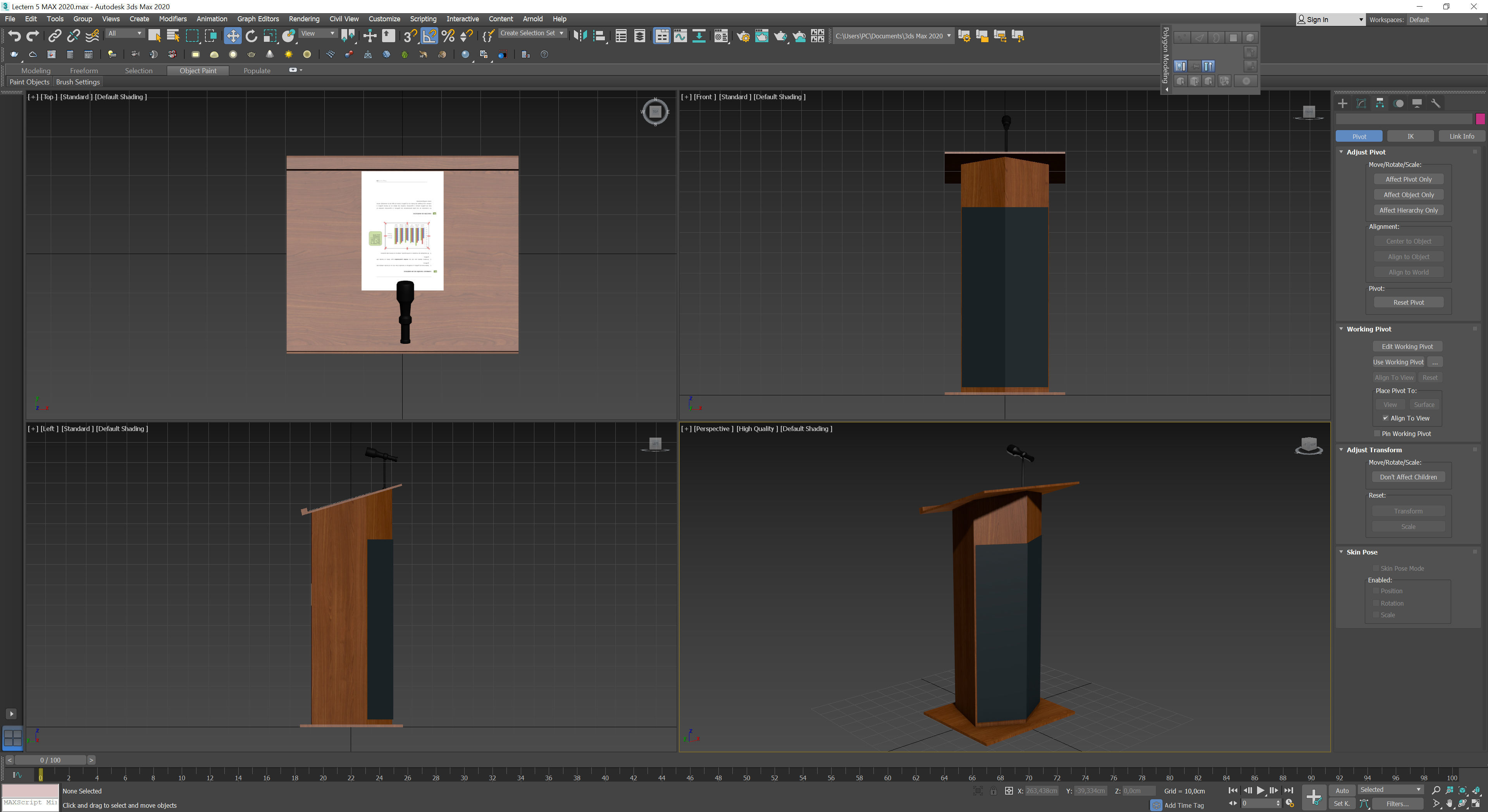 Podium 5 wooden with microphone Low-poly 3D model_7